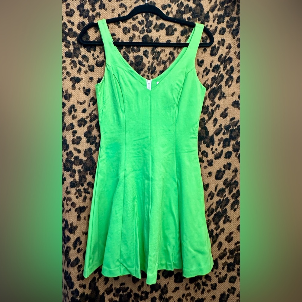Amanda Uprichard green fit and flare knit dress. Size petite